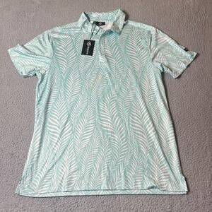 GreenSide Golf Polo Mens M Green/White Moisture Wicking Short‎ Sleeve Polo NEW